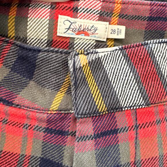 Faherty Cinder Pants Dress Trouser Westport Plaid Red Black Pant Size 28, EUC - Picture 3 of 6